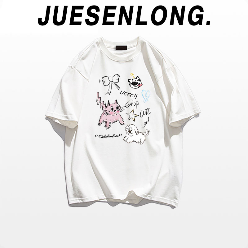 款27-设计感小众宽松港味时尚多巴胺穿搭短袖t恤