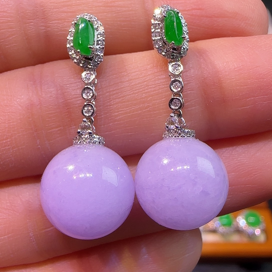 翡翠18K金镶嵌耳饰