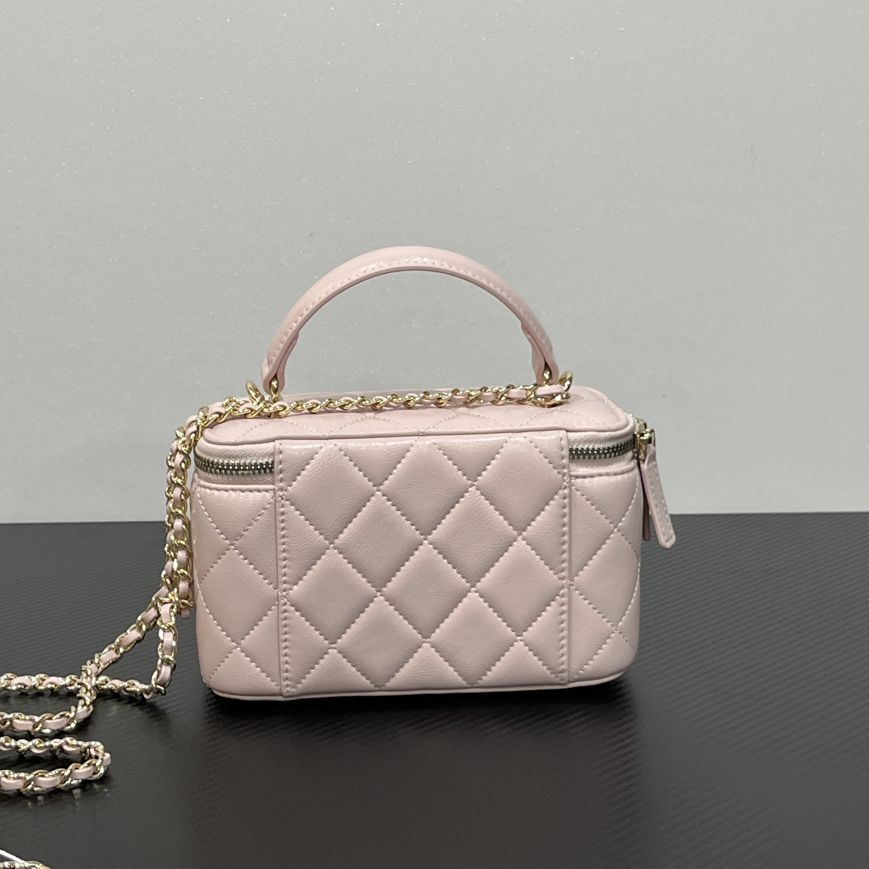 手工真皮包-MZX-015-手提盒-香-粉