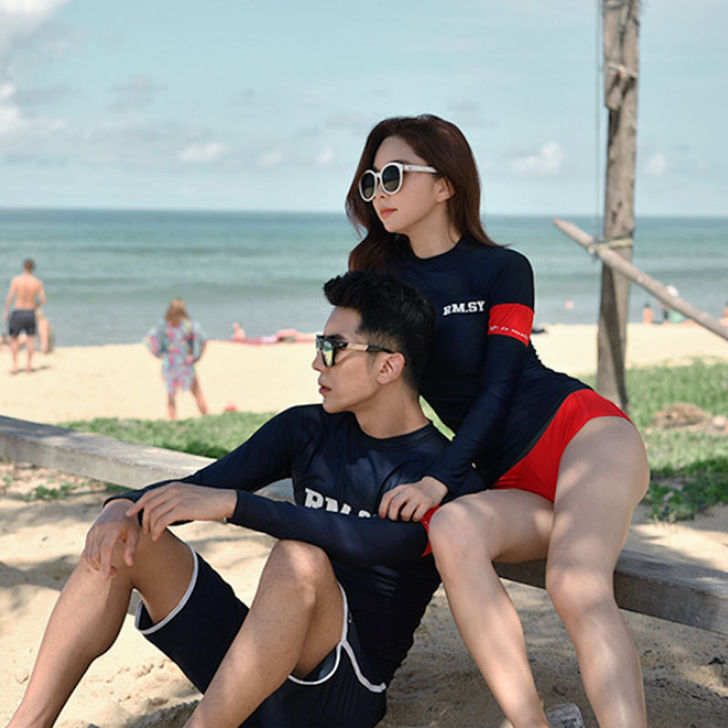 户外潜水服女长袖男情侣冲浪水母大码温泉浮潜防晒透气泳衣全身装