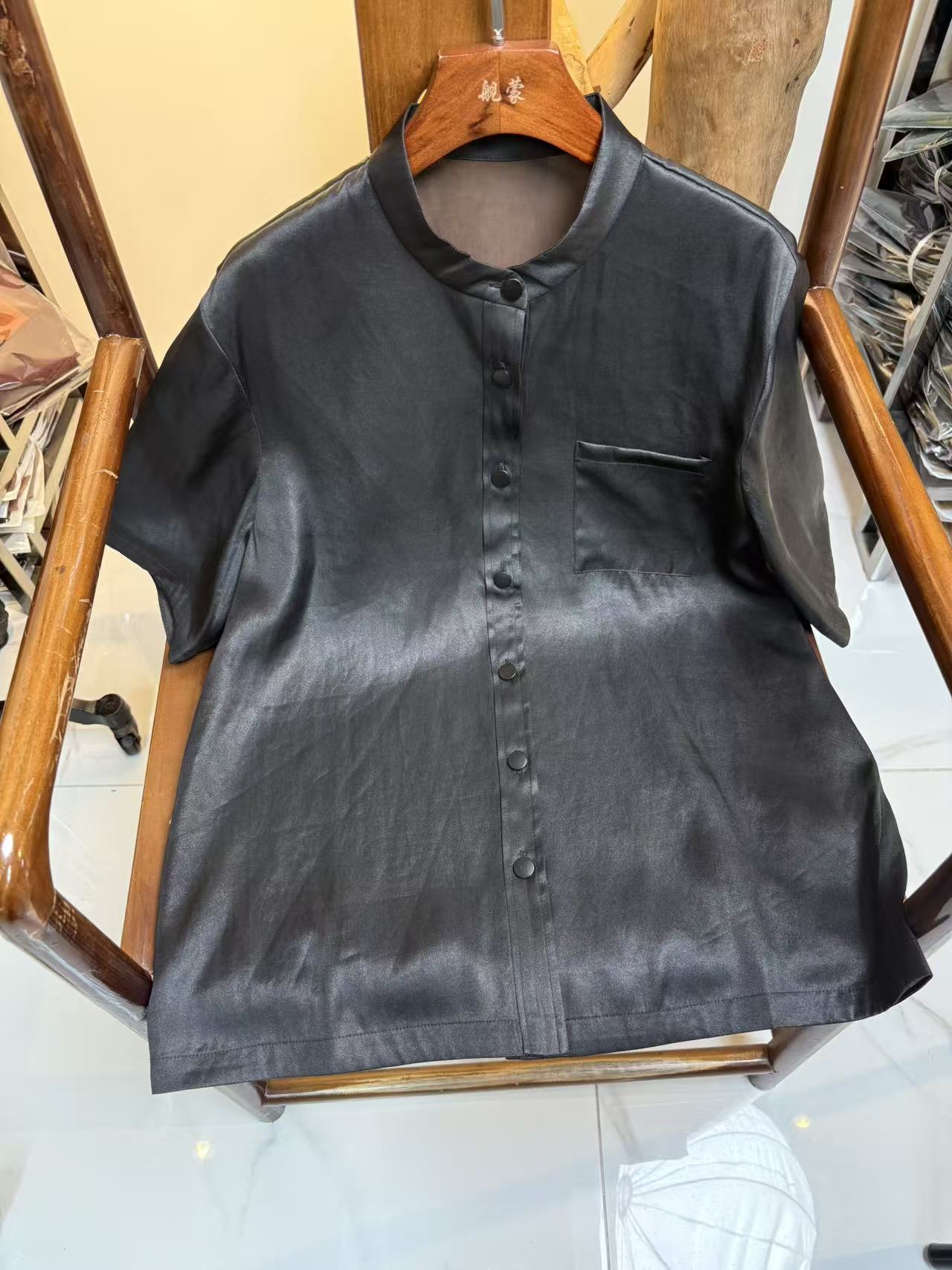 【玄夜流光】100桑蚕丝香云纱重缎新中式男生短袖