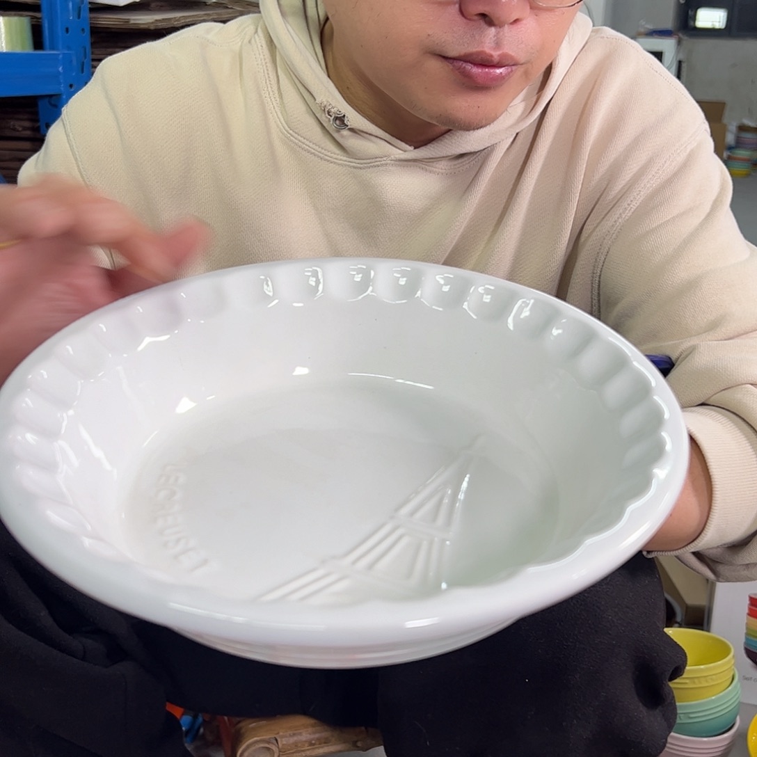 陶瓷白色铁塔大号深盘10英寸