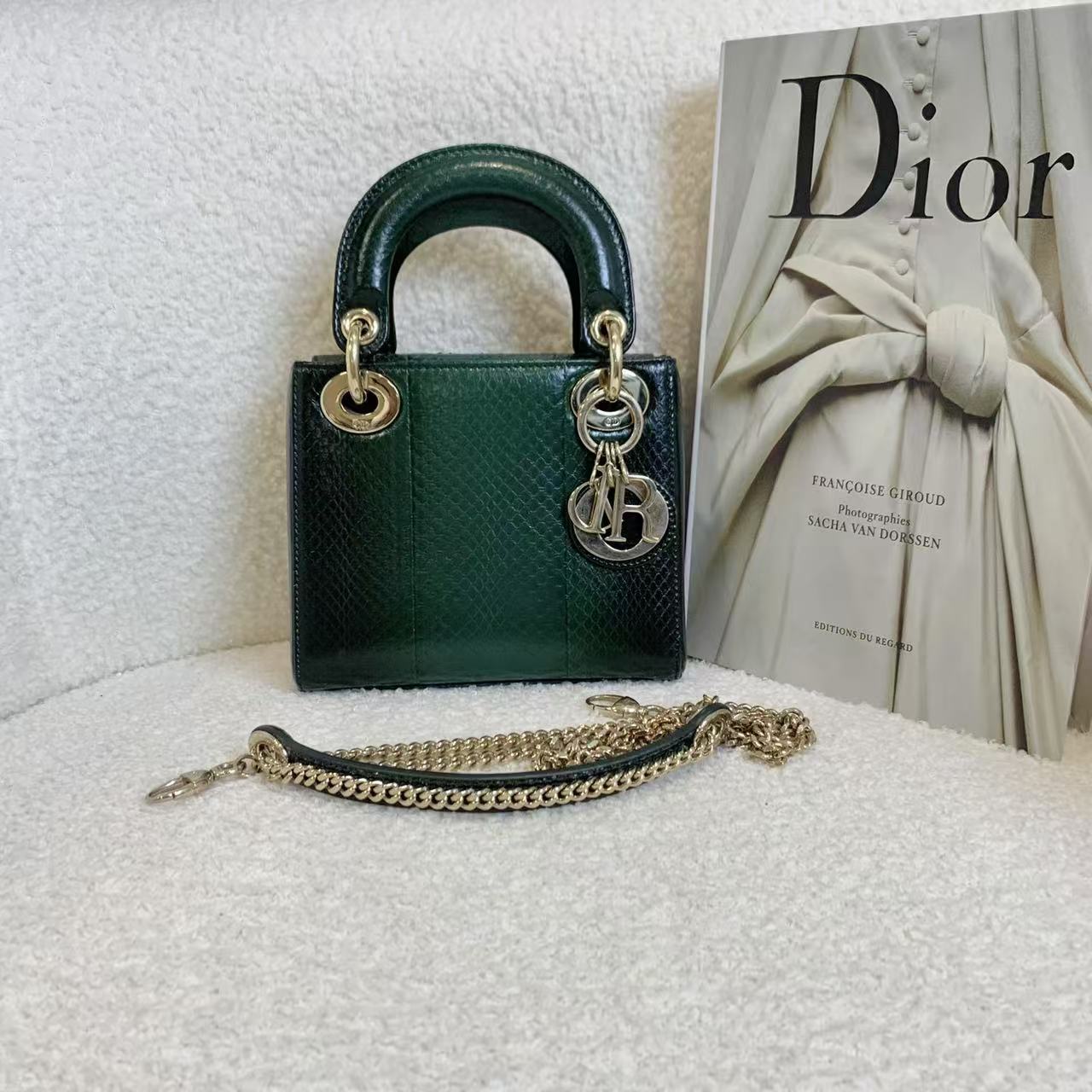 99新 DIOR/迪奥 壹臻/绿色渐变三格戴妃包/68770989