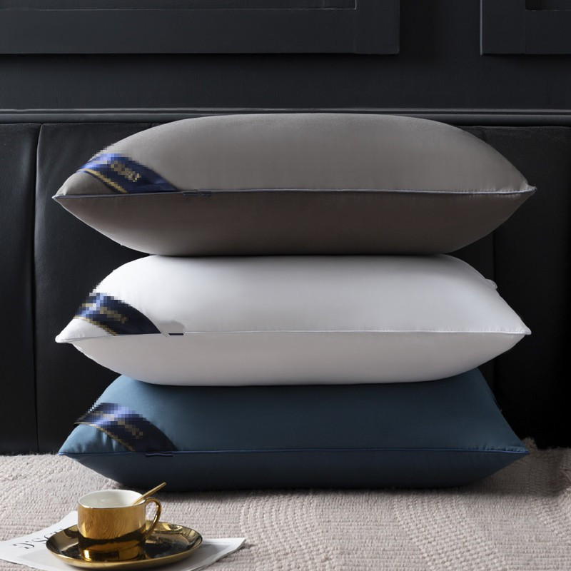 蓝枕不变形不塌陷鹅毛鹅绒羽毛枕酒店枕芯枕头单人羽丝绒枕套冰铜