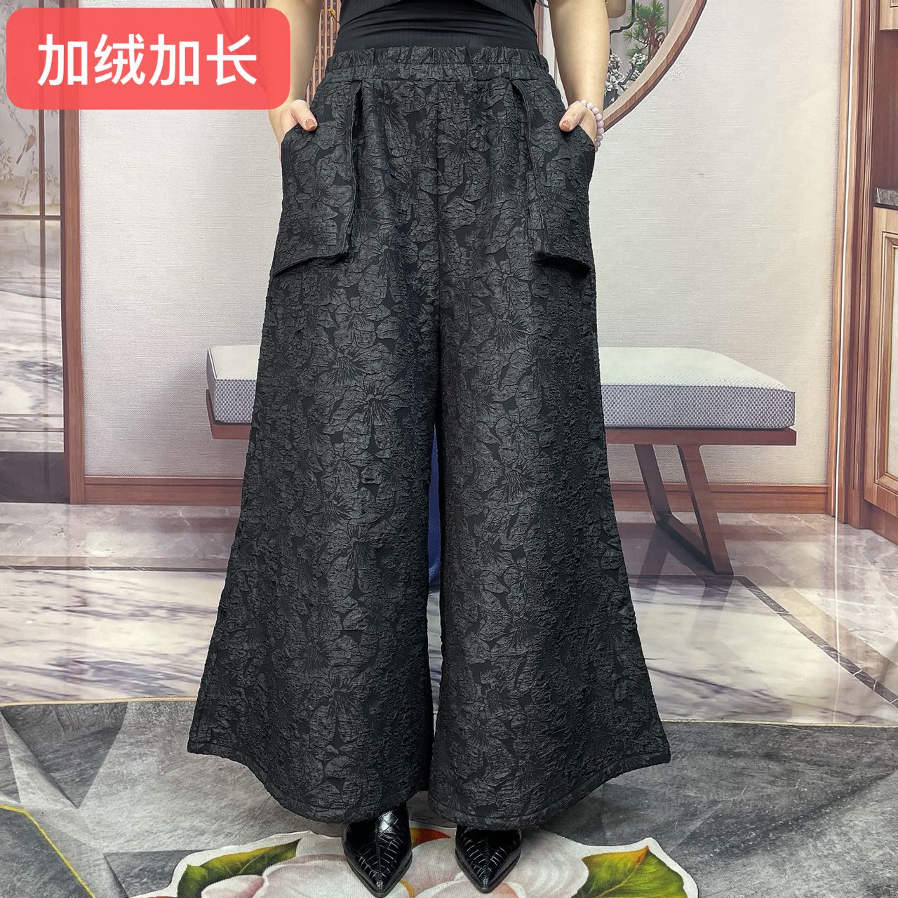 K58001新款显瘦大版烧花裙裤