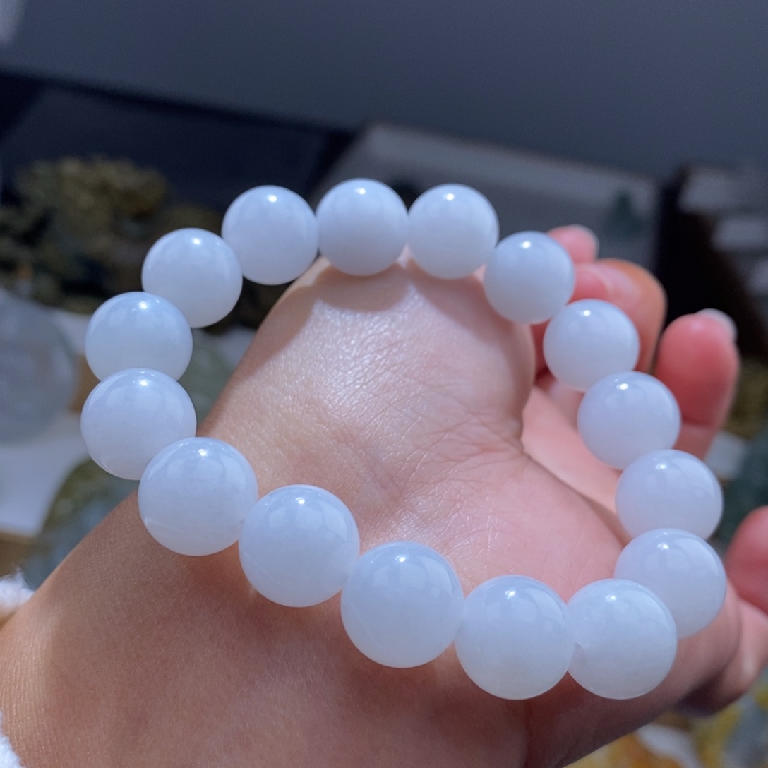 翡翠手串未镶嵌白月光手串