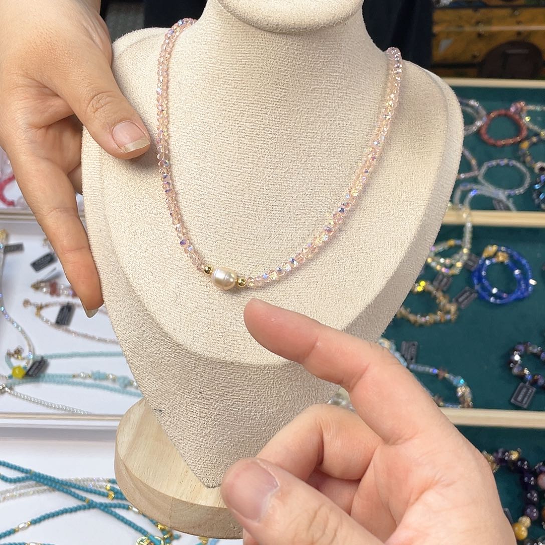 水晶手链银S925镀金镶嵌