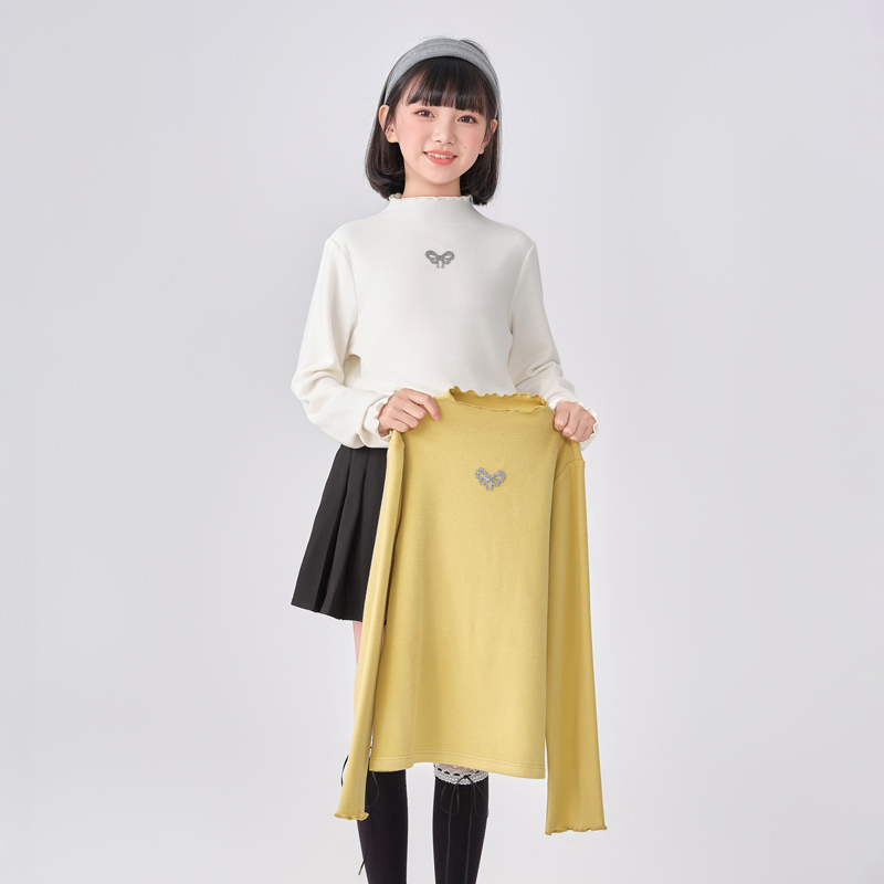2233女童纯色打底衫儿童2025新款秋款半高领洋气时髦百搭长袖上衣