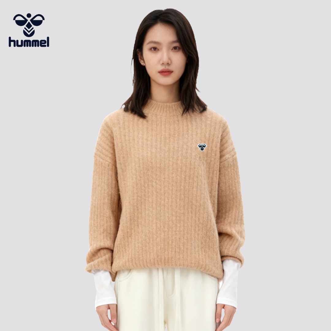HUMMEL针织秋季针织衫套头款男女同款秋冬长袖情侣保暖圆领毛衣