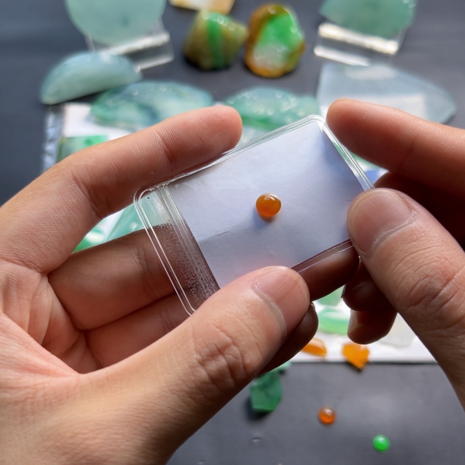 【闪购商品】定制翡翠未镶嵌6.6-3.3 冰红黄翡戒面