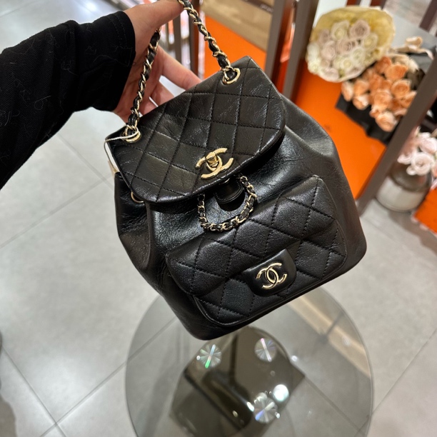 99新 Chanel/香奈儿 Chanel 黑金duma双肩包小号 US5112327
