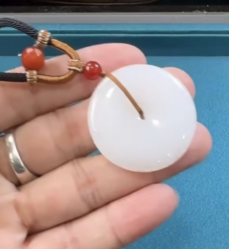 【倔老头精品】和田玉羊脂级白玉平安扣吊坠配绳