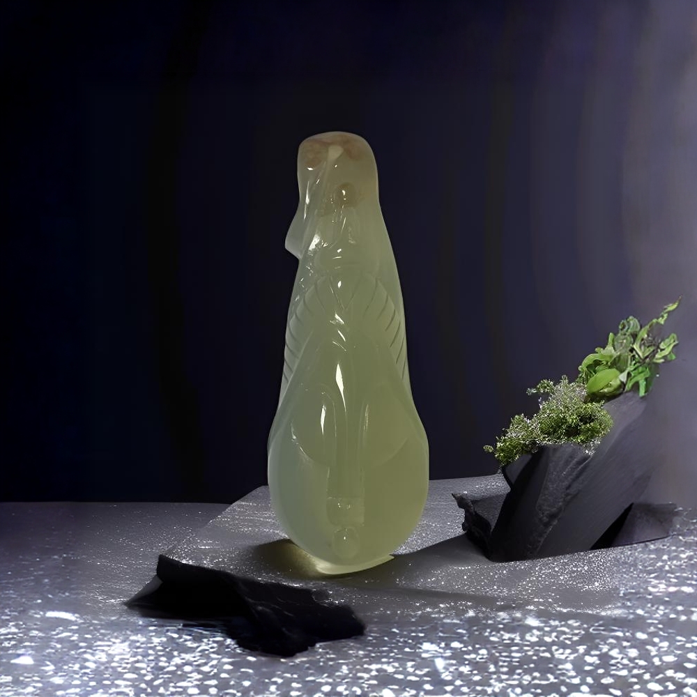 观音水滴挂件天然岫玉