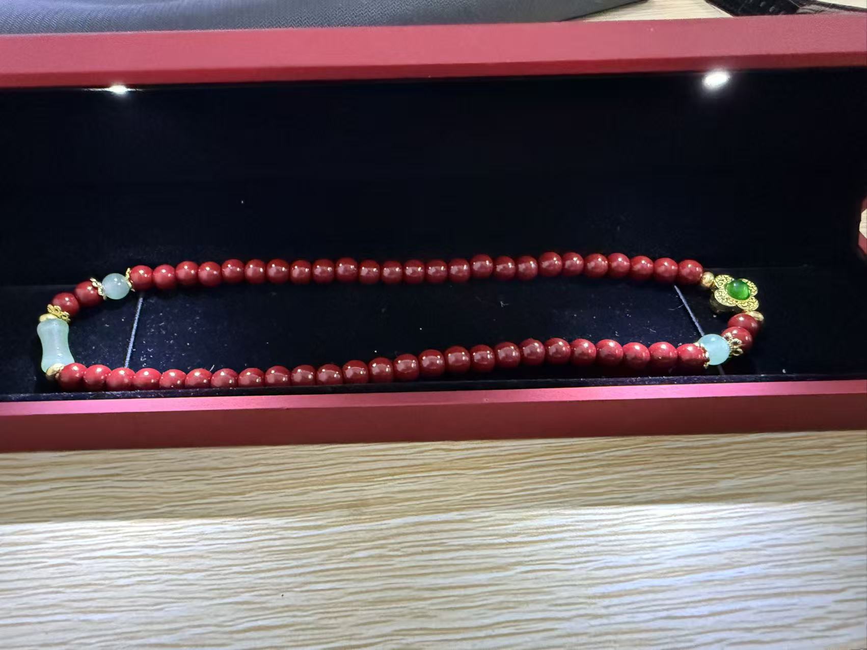 含辰砂工艺品【九球】朱砂圆珠双圈带配珠