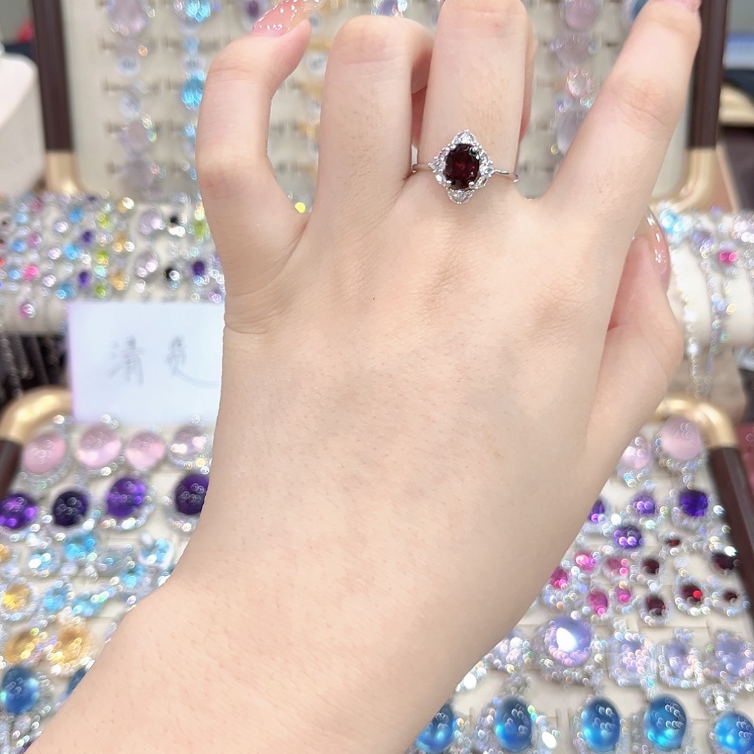 烟晶戒指银S925镶嵌