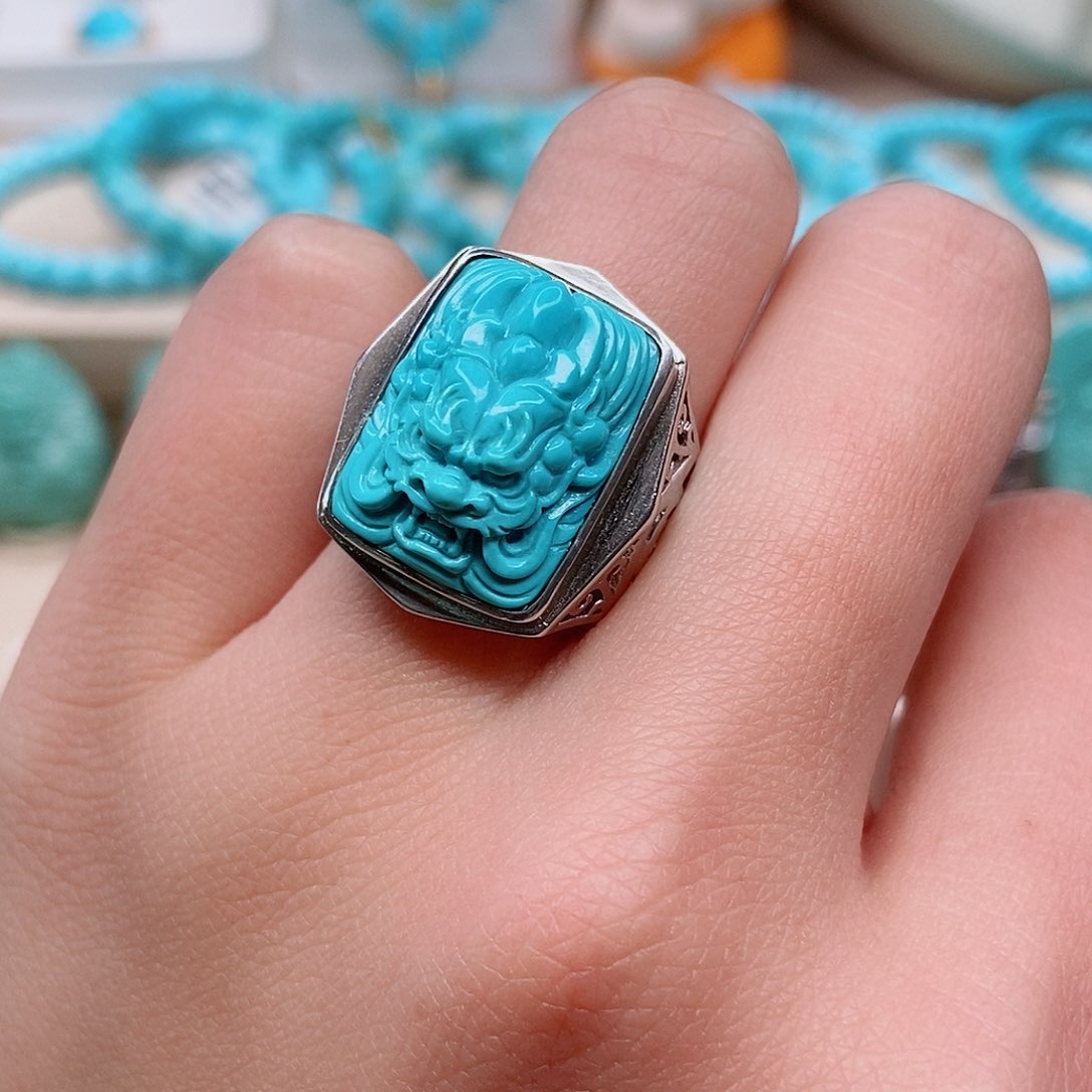 绿松石戒指银S925镶嵌