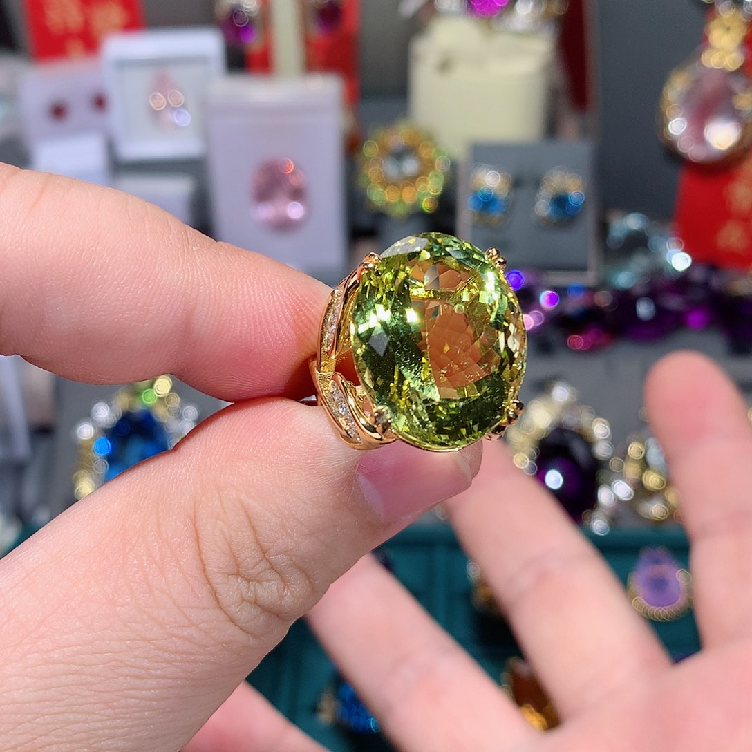 水晶戒指银S925镶嵌戒指