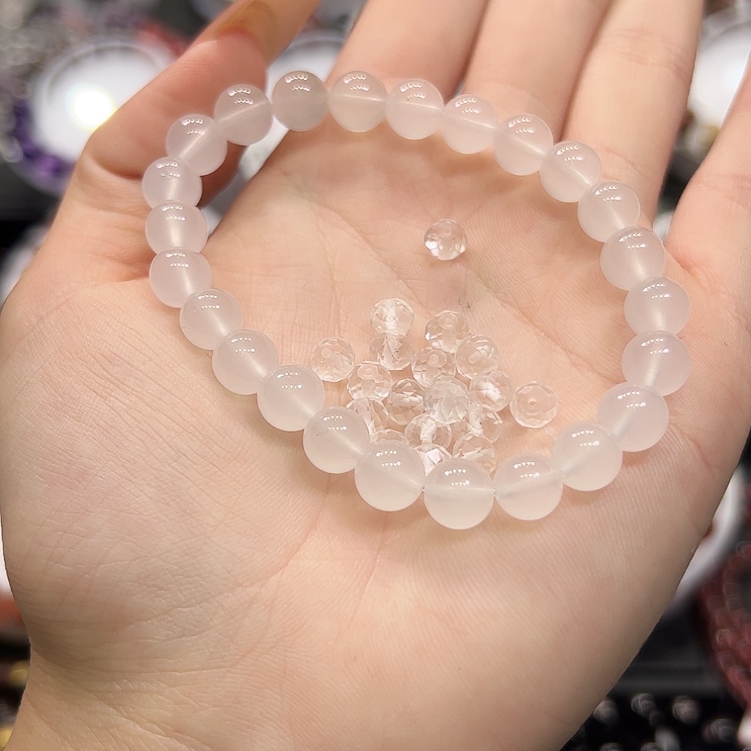 茴***子未镶嵌水晶手链sg26奶白晶8+