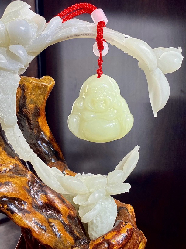 天然玉石佛公吊坠笑脸佛