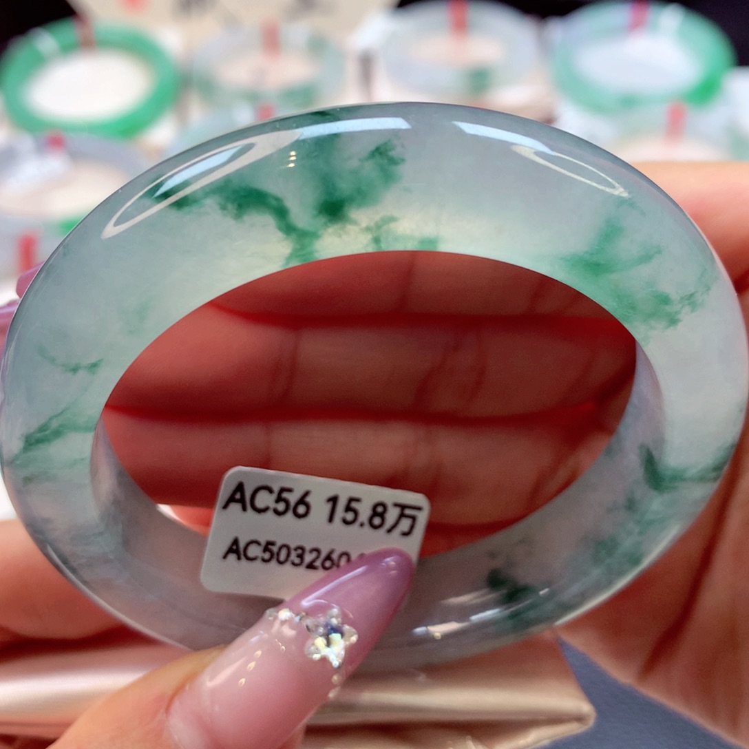 翡翠未镶嵌手镯泥鳅背9号66