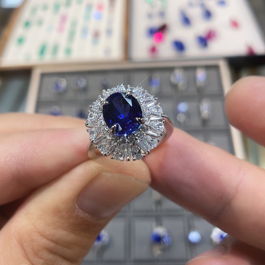 925银培育宝石实心s925银镶