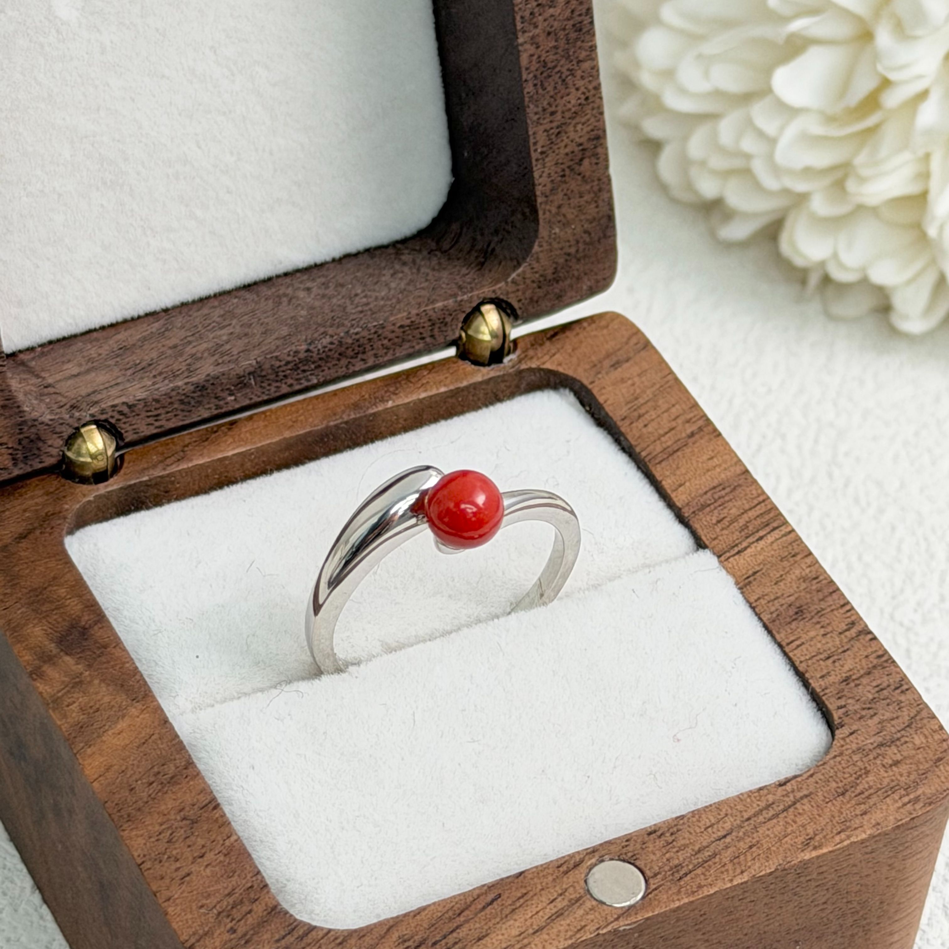 宝岛QL珊瑚 天然珊瑚 多样性 红珊瑚圆珠戒指/29001381