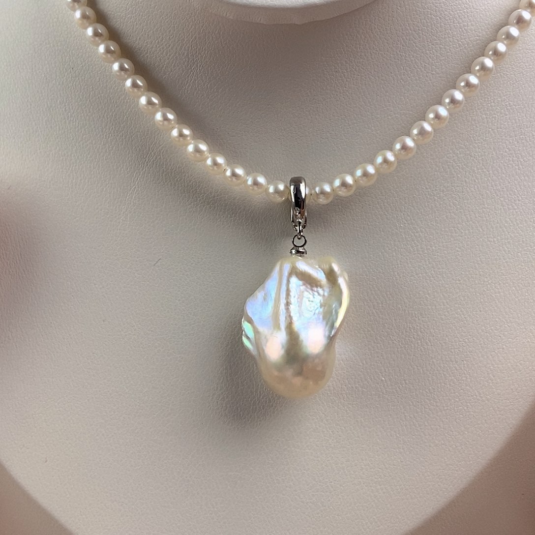 淡水珍珠银S925镶嵌颈饰