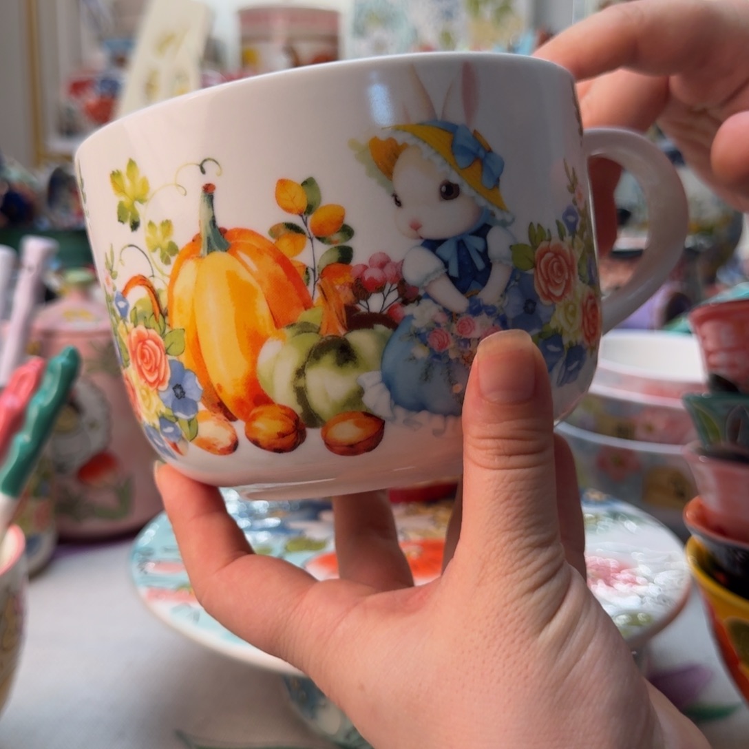 陶瓷南瓜兔600毫升杯子一只看图