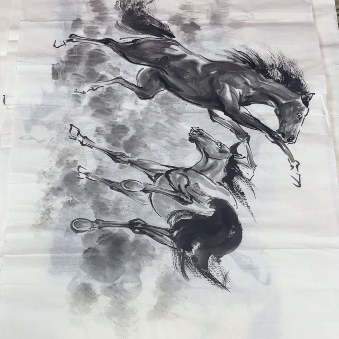 国画四尺三开花鸟m