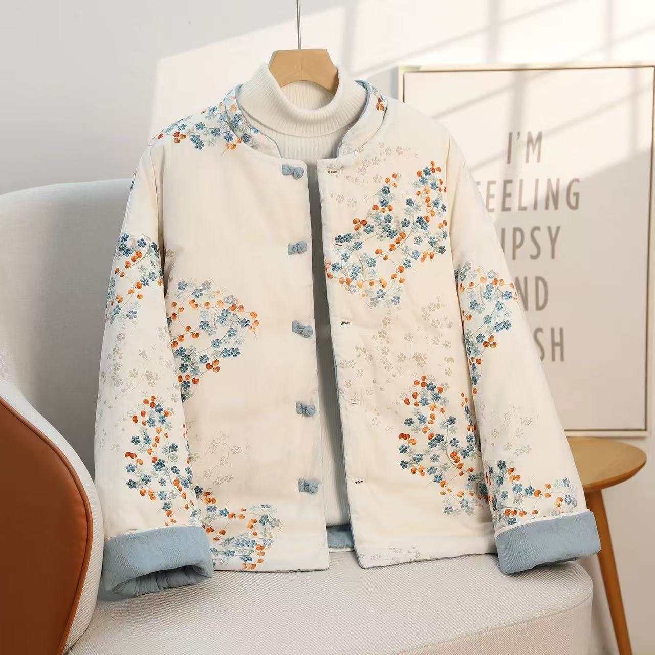 【爆款】冬季新中式小棉衣 双面双穿棉袄 手工盘扣保暖加厚棉服外套