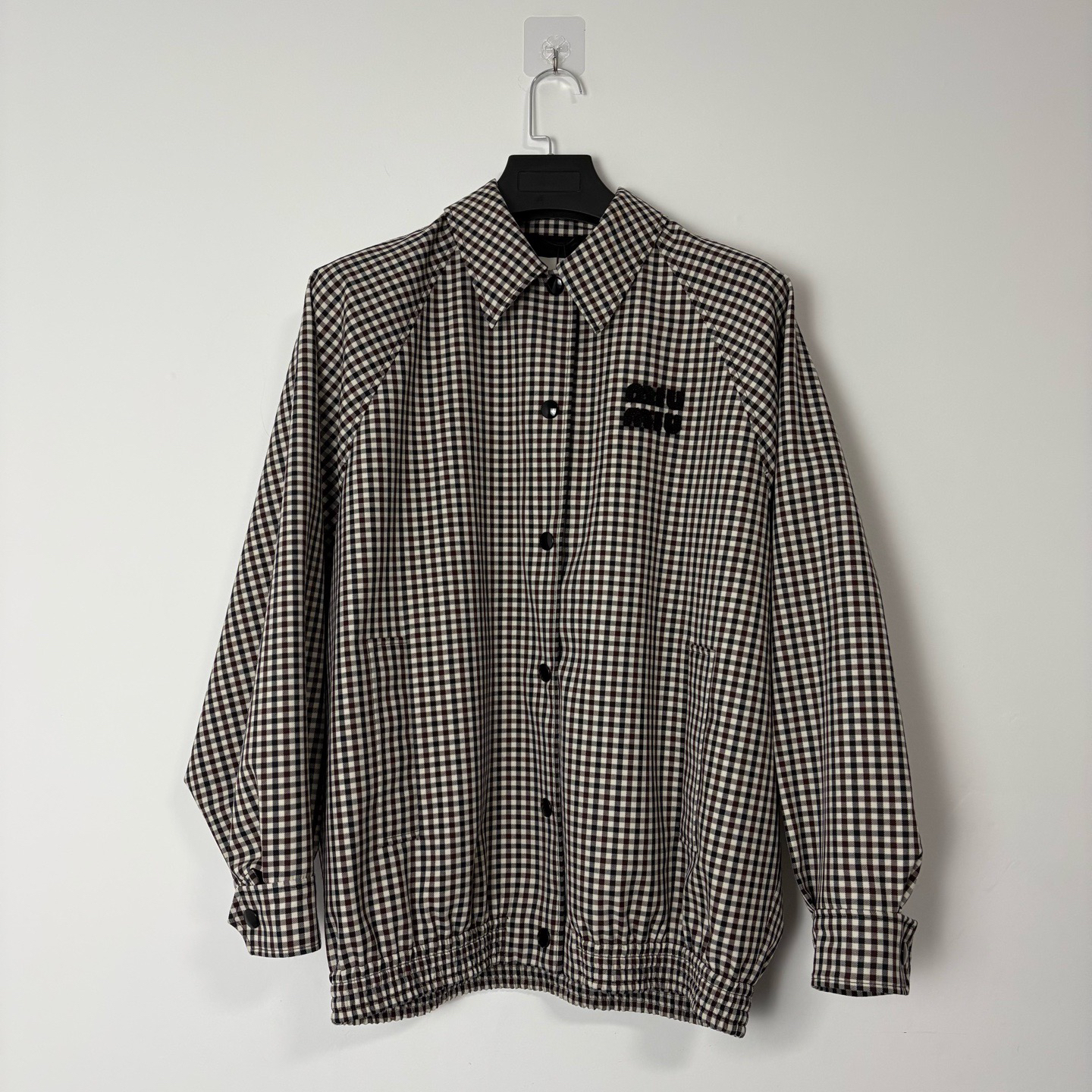 未使用 MIU MIU/缪缪 （vd）ss24浮雕logo千鸟格夹克外套0014