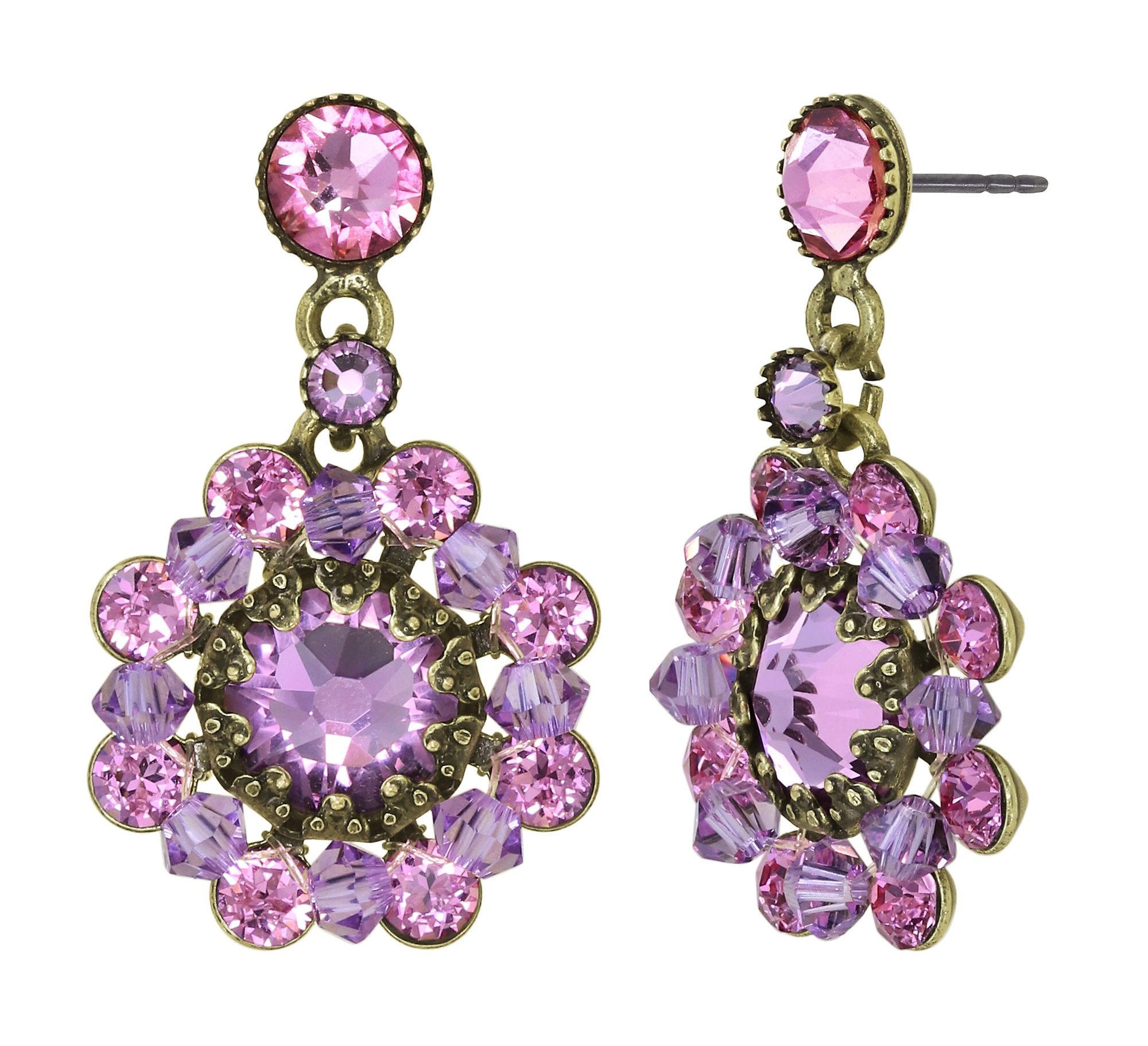 铜合金耳饰 德产Konplott粉花耳环镶嵌时尚【正品中古】