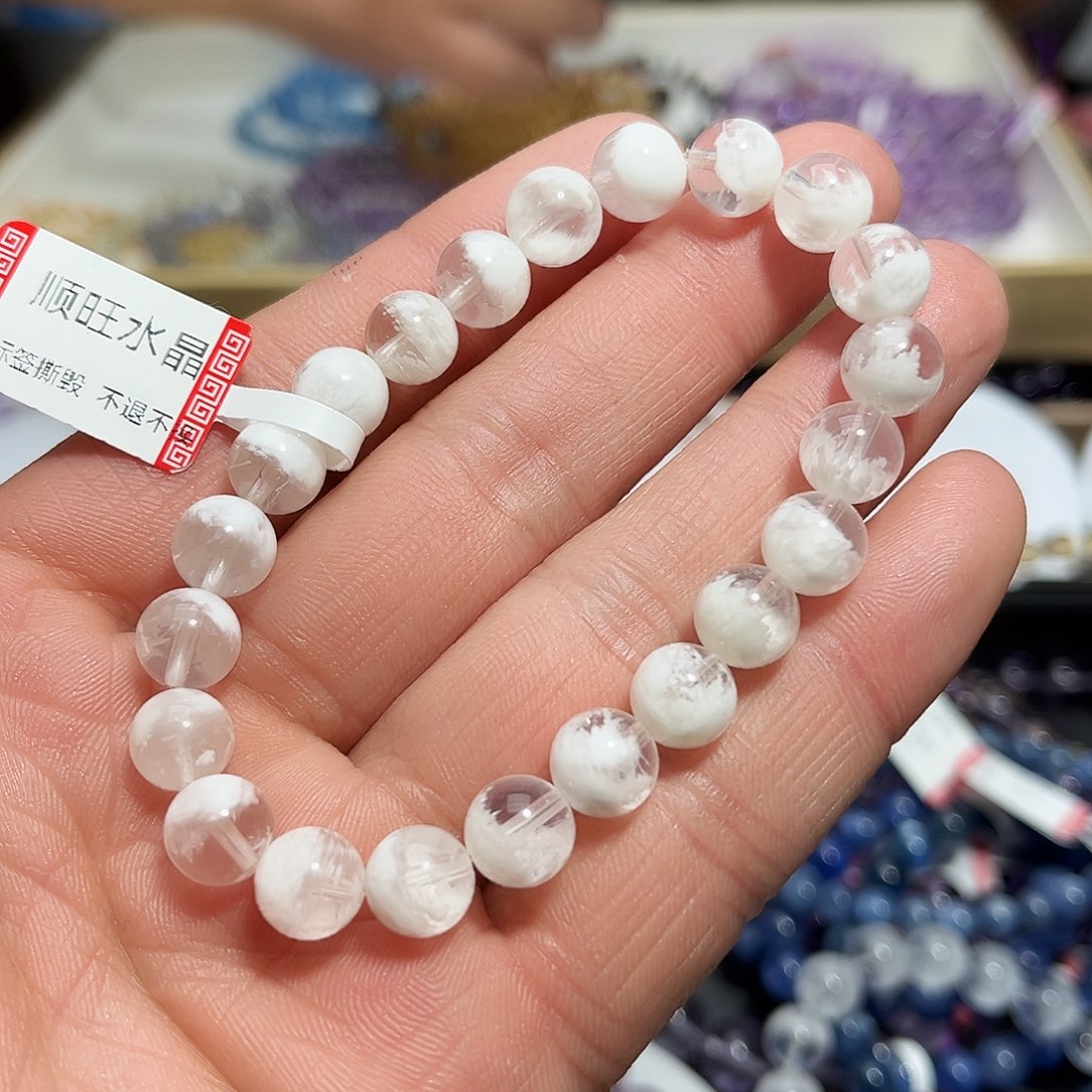 水晶手链未镶嵌-*白雪花聚宝盆8.8