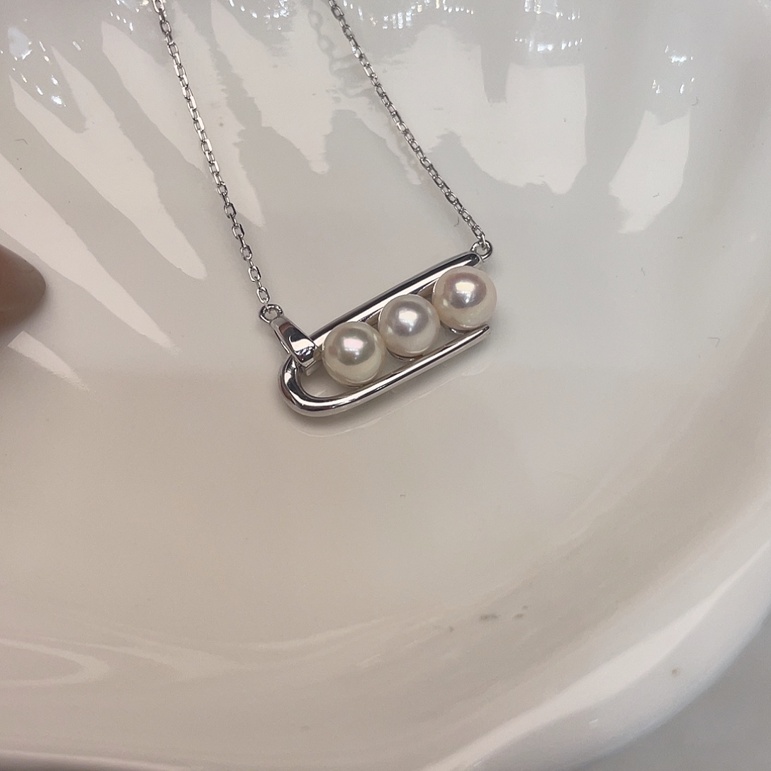 海水珍珠银S925镶嵌项链