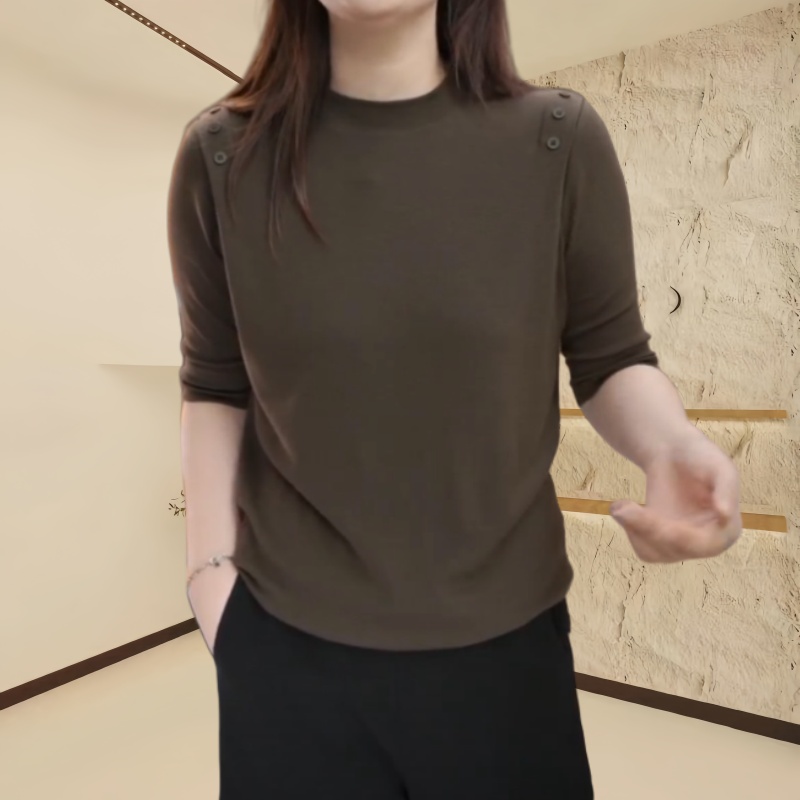 2026春季新款高级感宽松显瘦打底衫韩版纯色洋气宽松休闲百搭上衣商品图