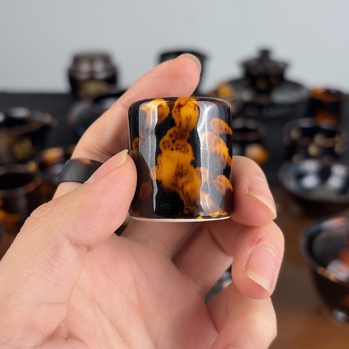 瓷玳瑁釉扳指盖置