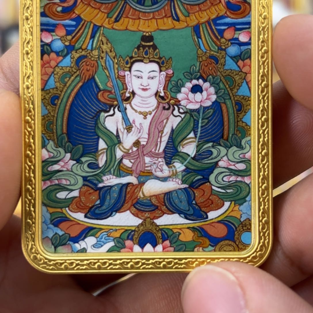 吊坠虚空藏老师，纯手工制作热贡唐卡纯手绘
