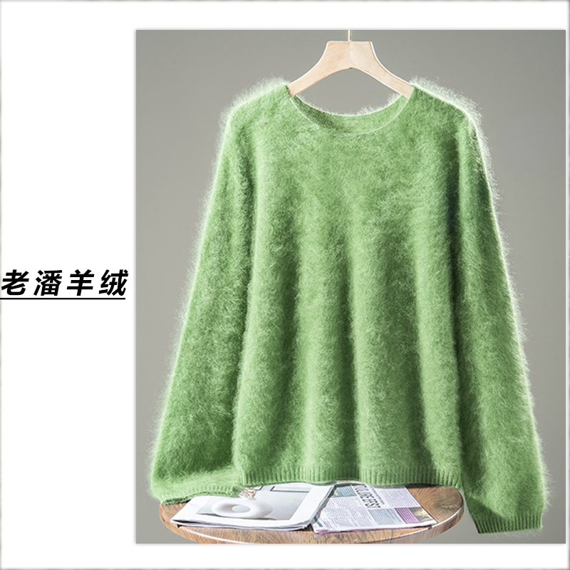 【老潘】纯色加绒圆领厚款打底衫秋冬保暖宽松型休闲Q5433