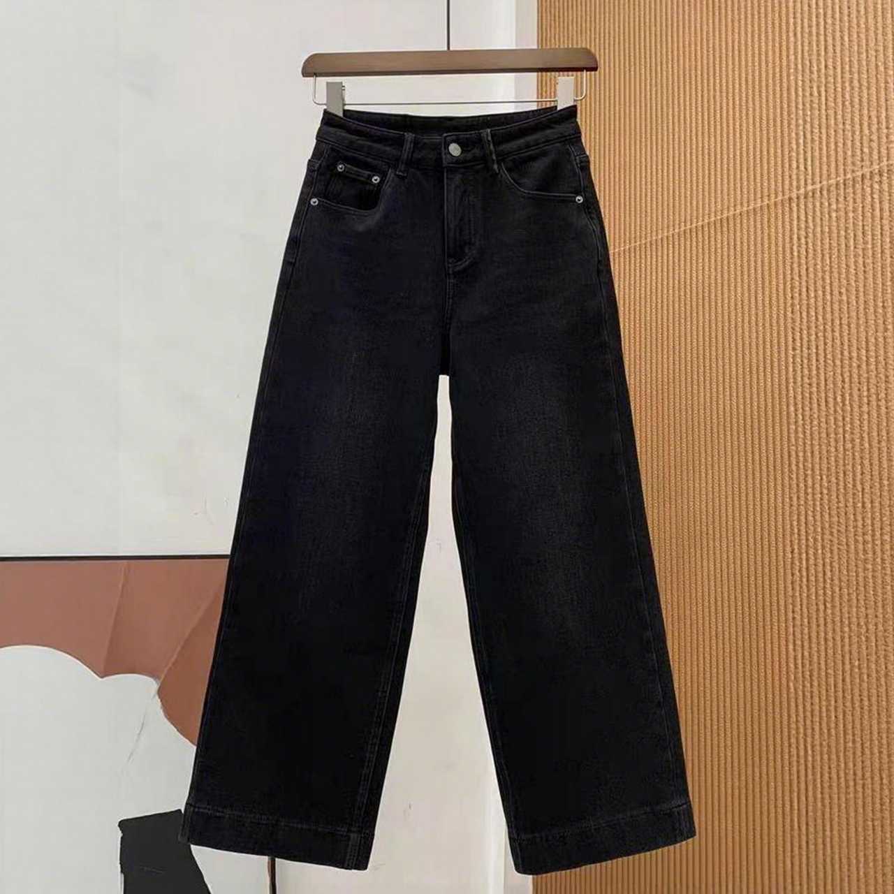 【芸姐】106欧货加绒加厚阔腿牛仔裤女冬季显瘦百搭