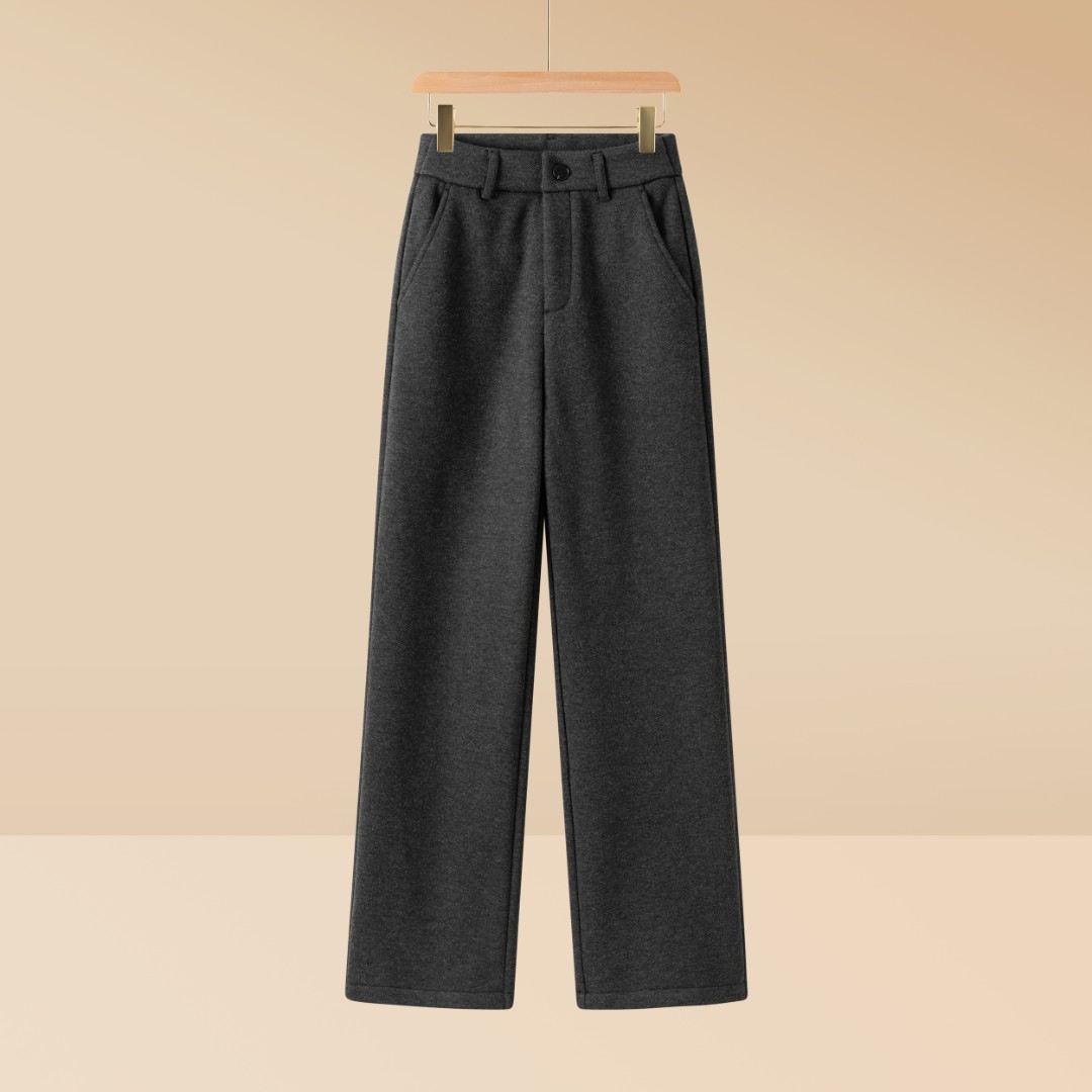 2025秋冬新款加厚醋酸羊毛裤高腰休闲绵羊毛垂感窄版直筒裤