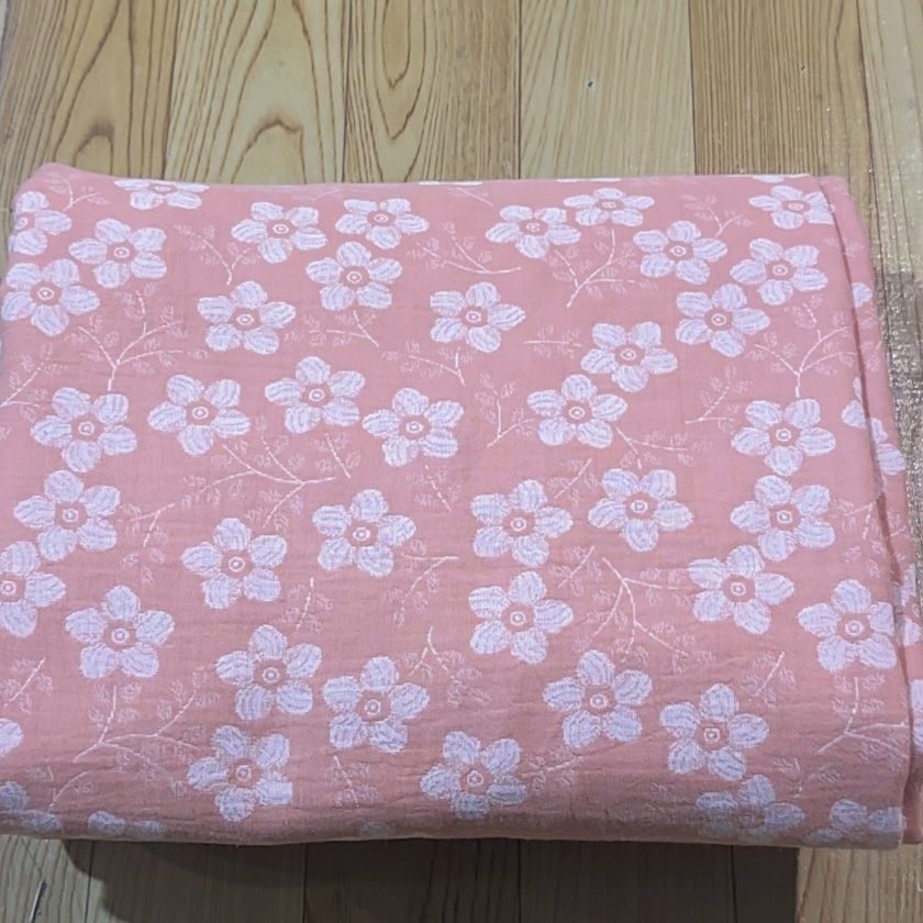 粉色小花 2.5米布头  纯棉双层纱面料 布头可做床单布