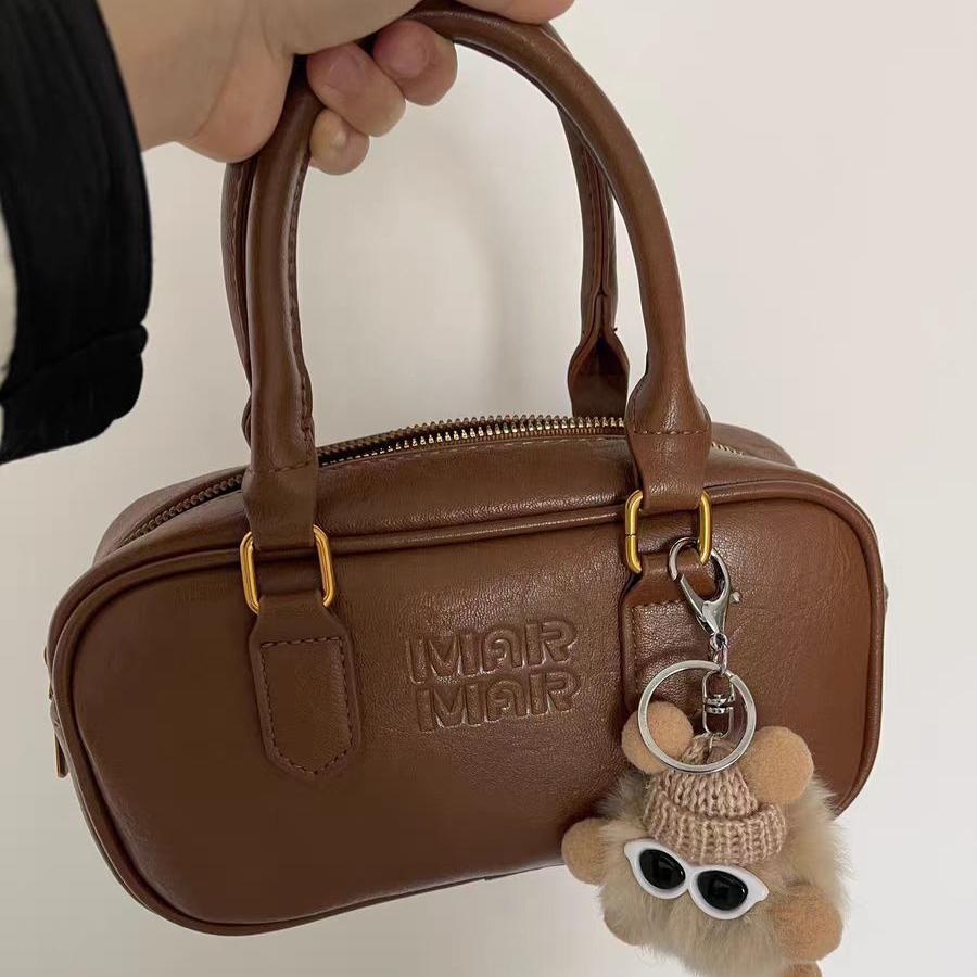 小众复古保龄球包包女2025新款韩系时尚手提小方包百搭单肩斜挎包