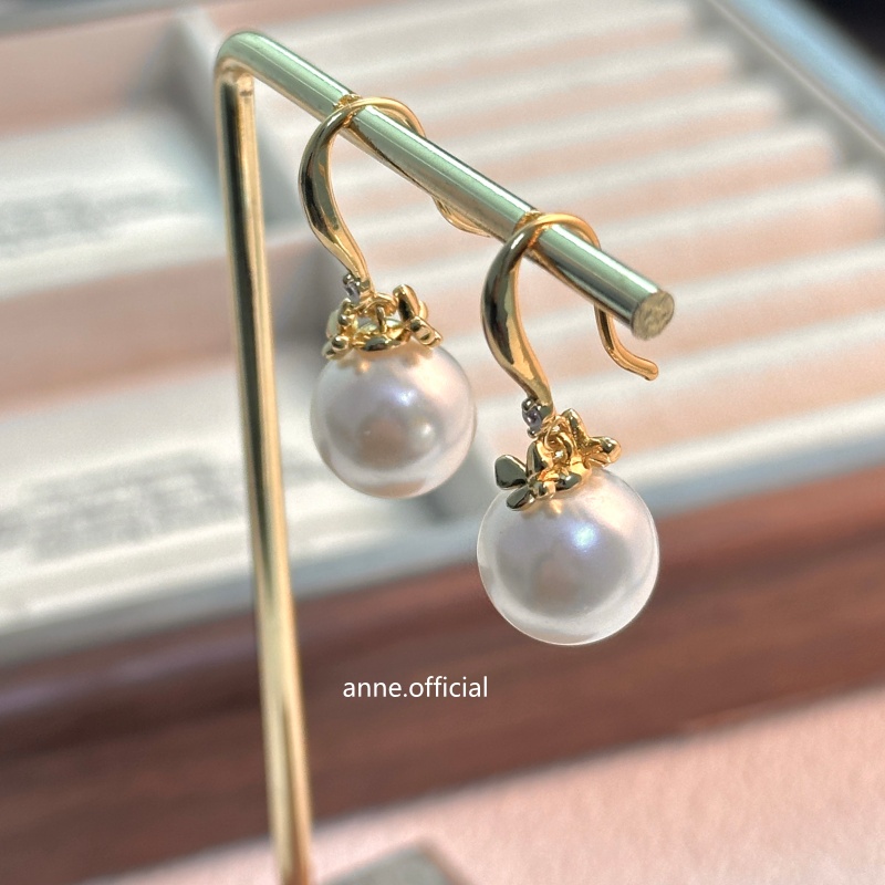 铜合金耳饰 蝴蝶花朵珠珠耳钉【R566】