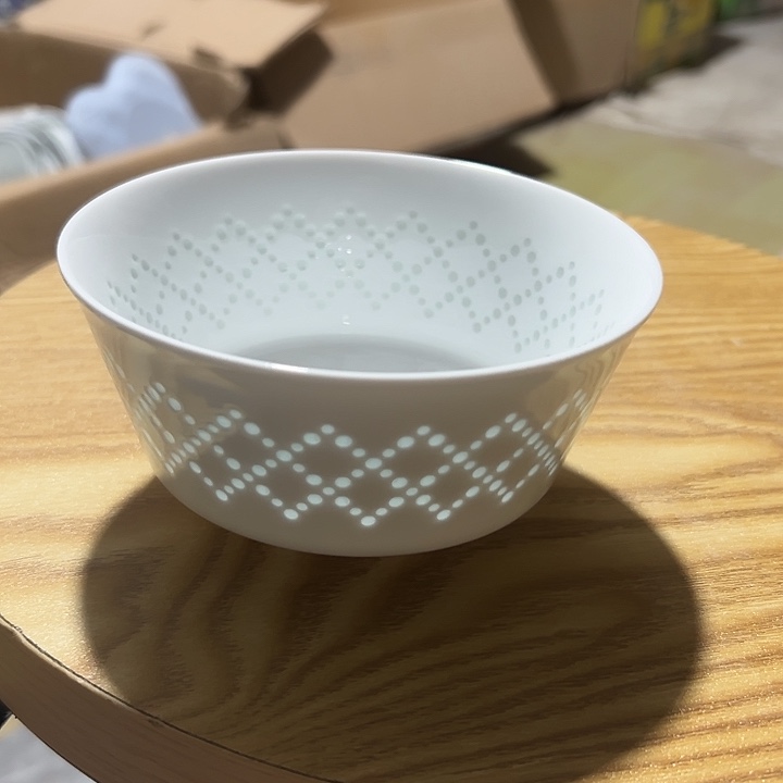 陶纯白雕刻5寸直口饭碗