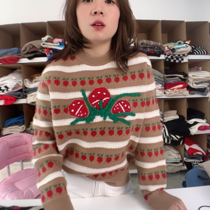 咖色草莓纯山羊绒