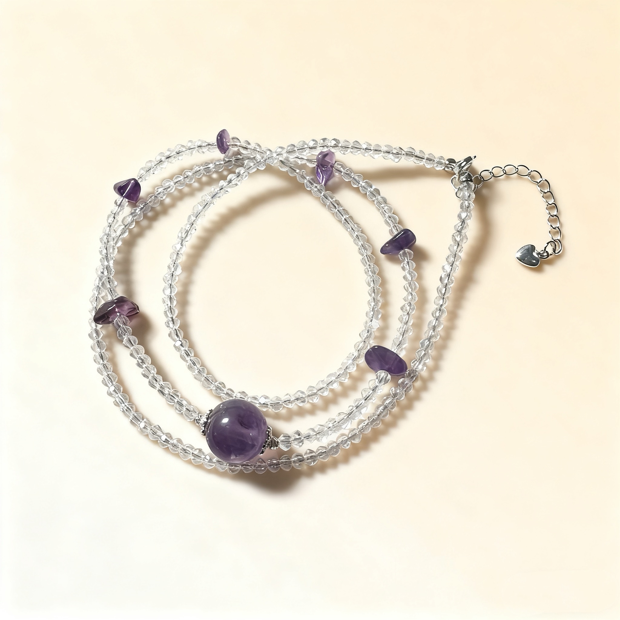 V73紫水晶毛衣链白水晶链条项链（随机礼盒）