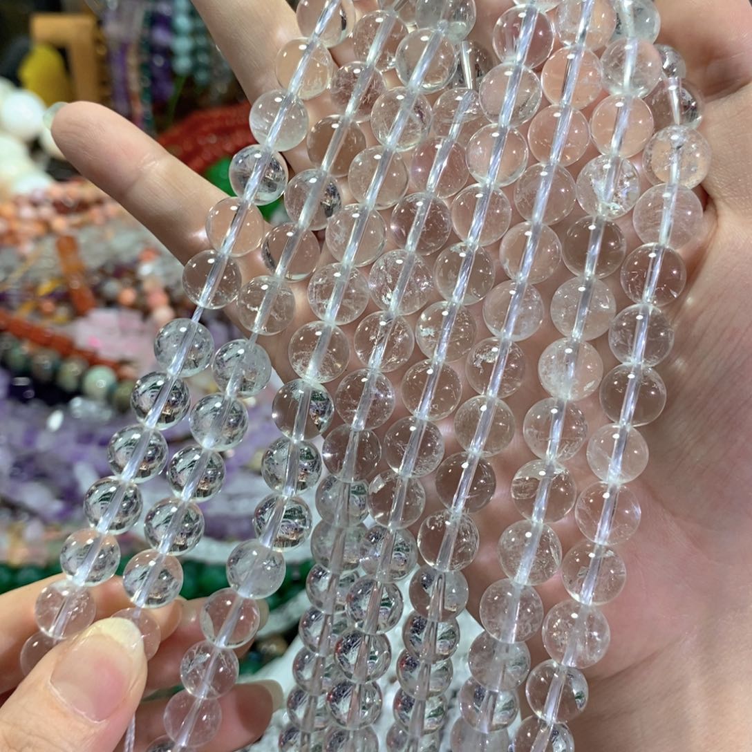 未镶嵌玛瑙/玉髓珠宝半成品白水晶一条卡10mm