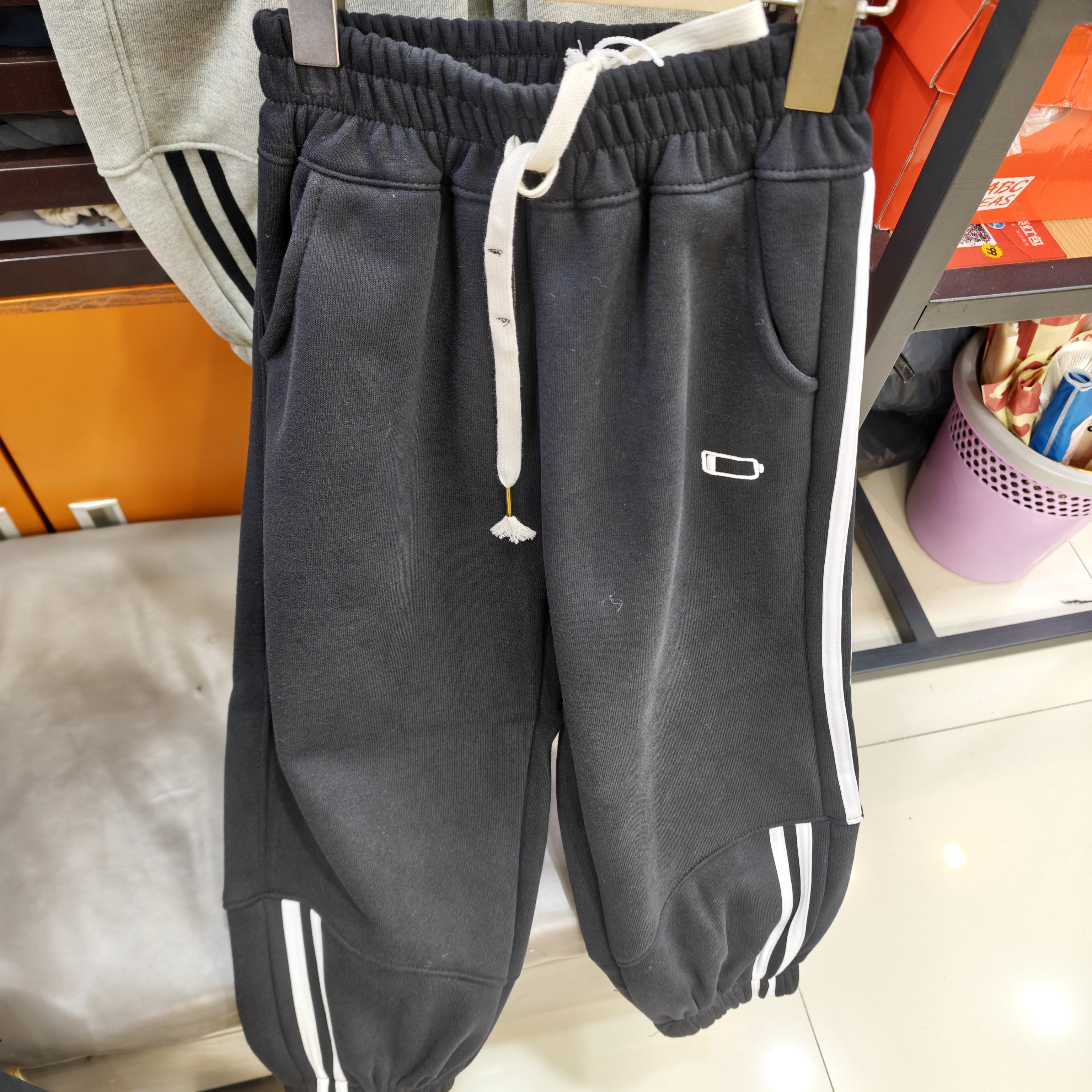 儿童加绒针织运动裤拼接棉品休闲男童女童加厚