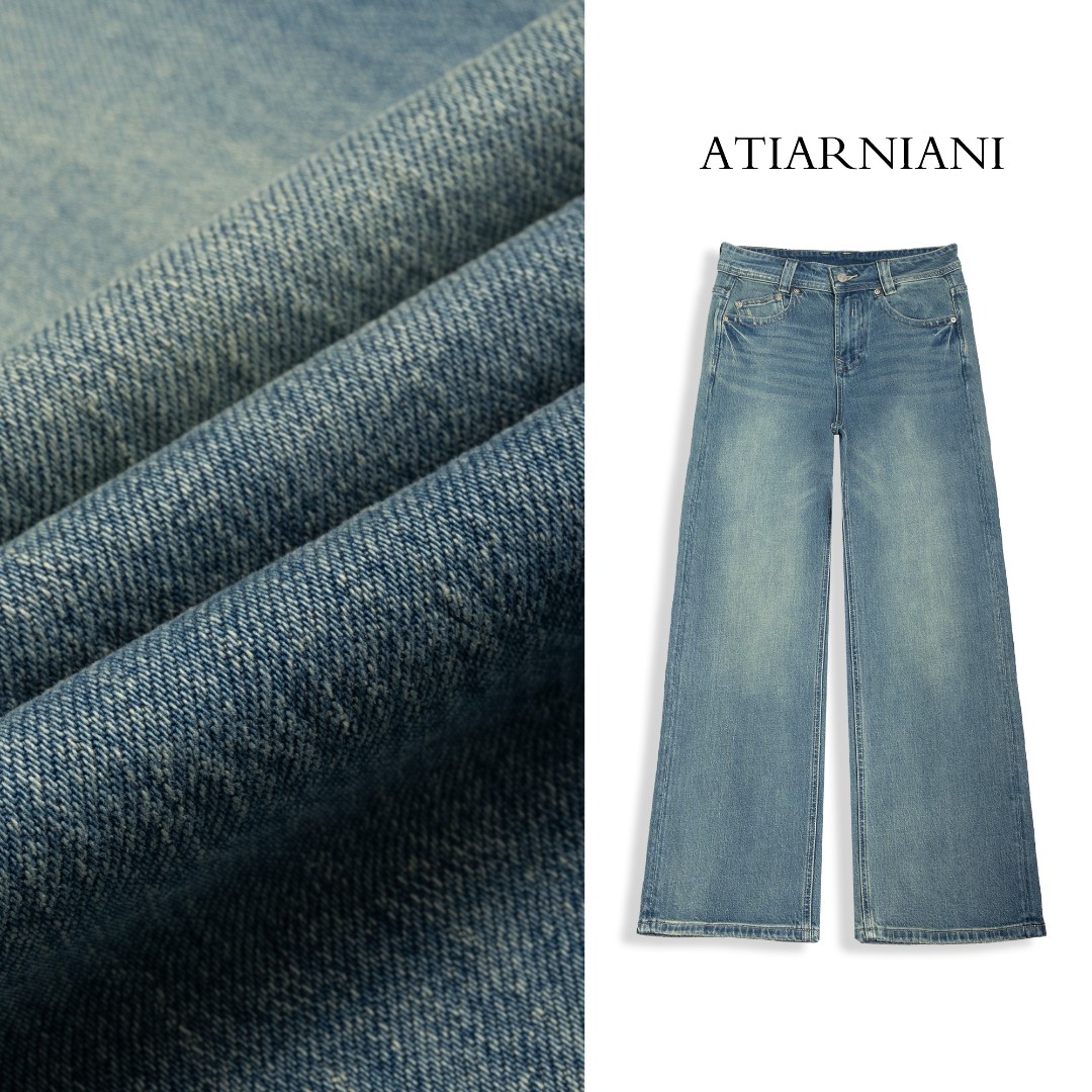 ATIARNIANI奢品牛仔秋冬上新垂感高腰显瘦阔腿直筒裤牛仔裤