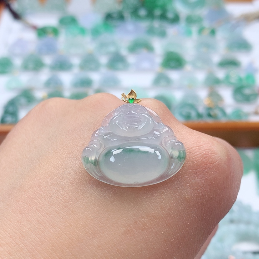 【闪购商品】翡翠吊坠(赠链)18K金镶嵌